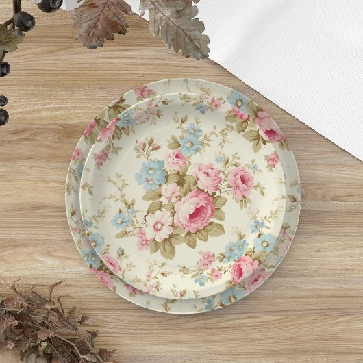 Romantisch Roze Engels Rozen op Bord Geel