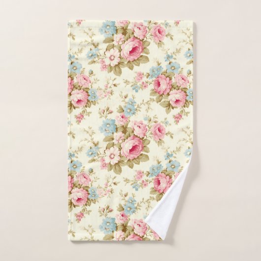 Romantisch Roze Engels Rozen op Bord Geel Bad Handdoek (Handdoek)