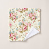 Romantisch Roze Engels Rozen op Bord Geel Bad Handdoek (Wasdoekje)