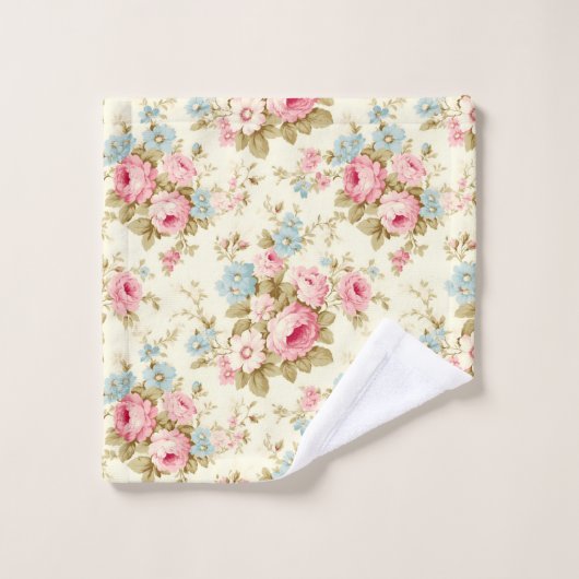 Romantisch Roze Engels Rozen op Bord Geel Bad Handdoek (Wasdoekje)