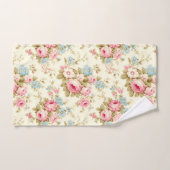 Romantisch Roze Engels Rozen op Bord Geel Bad Handdoek (Handdoek)