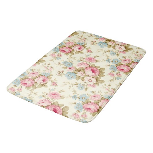 Romantisch Roze Engels Rozen op Bord Geel Badmat (Gekanteld)