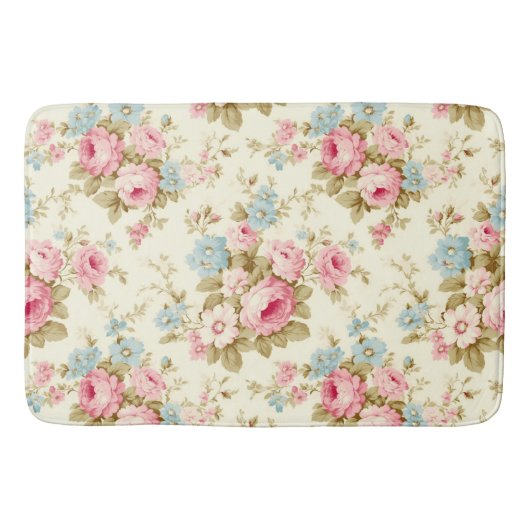 Romantisch Roze Engels Rozen op Bord Geel Badmat (Voorkant)