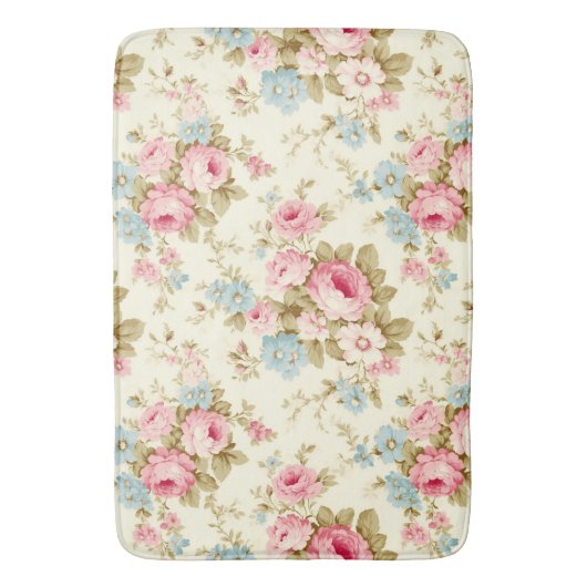 Romantisch Roze Engels Rozen op Bord Geel Badmat (Voorkant Verticaal)