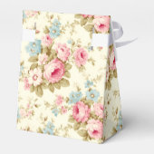 Romantisch Roze Engels Rozen op Bord Geel Bedankdoosjes (Achterkant)