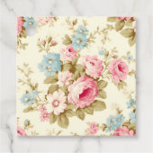 Romantisch Roze Engels Rozen op Bord Geel Bedankjes Labels (Voorkant)