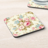 Romantisch Roze Engels Rozen op Bord Geel Bier Onderzetter (Linkerzijde)