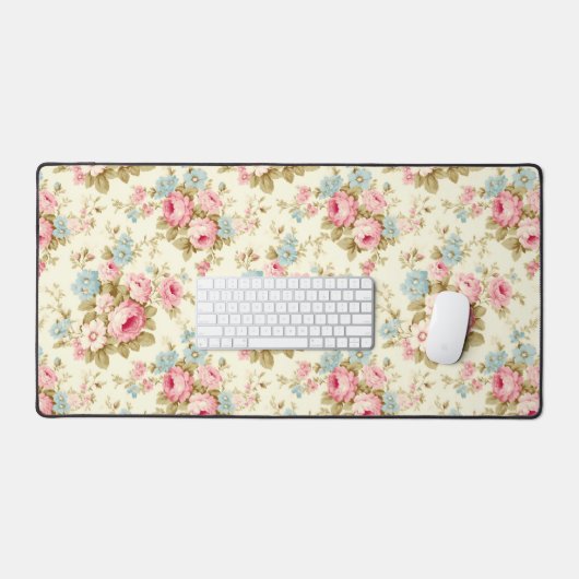 Romantisch Roze Engels Rozen op Bord Geel Bureaumat (Keyboard & Muis)