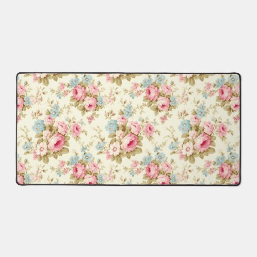 Romantisch Roze Engels Rozen op Bord Geel Bureaumat (Voorkant)