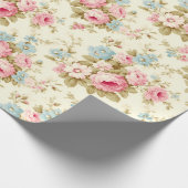 Romantisch Roze Engels Rozen op Bord Geel Cadeaupapier (Hoek)