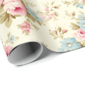 Romantisch Roze Engels Rozen op Bord Geel Cadeaupapier (Rol Hoek)