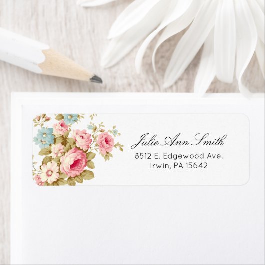 Romantisch Roze Engels Rozen op Bord Geel Etiket (Insitu)