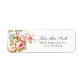 Romantisch Roze Engels Rozen op Bord Geel Etiket (Voorkant)