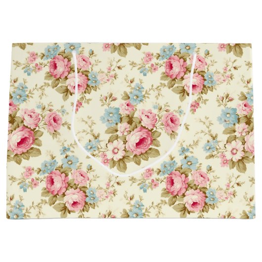 Romantisch Roze Engels Rozen op Bord Geel Groot Cadeauzakje (Voorkant)