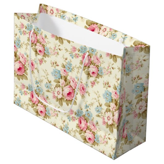 Romantisch Roze Engels Rozen op Bord Geel Groot Cadeauzakje (Voorkant Gekanteld)