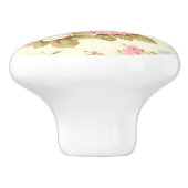 Romantisch Roze Engels Rozen op Bord Geel Keramische Knop (Zijkant)