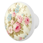 Romantisch Roze Engels Rozen op Bord Geel Keramische Knop (Rechts)