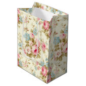 Romantisch Roze Engels Rozen op Bord Geel Medium Cadeauzakje (Voorkant Gekanteld)