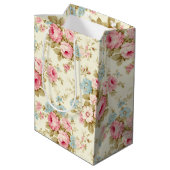 Romantisch Roze Engels Rozen op Bord Geel Medium Cadeauzakje (Achterkant Gekanteld)