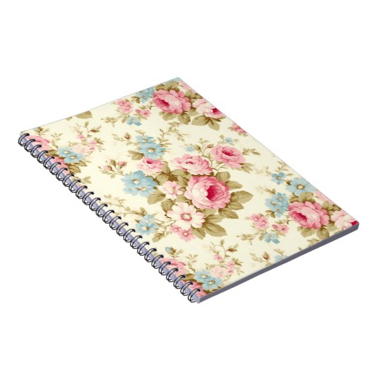 Romantisch Roze Engels Rozen op Bord Geel Notitieboek (Rechterzijde)