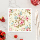 Romantisch Roze Engels Rozen op Bord Geel Servet (Insitu)