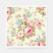 Romantisch Roze Engels Rozen op Bord Geel Servet (Voorkant)