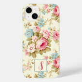 Romantisch Roze Engels Rozen op geel w / Monogram Case-Mate iPhone Case (Achterkant)