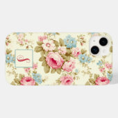 Romantisch Roze Engels Rozen op geel w / Monogram Case-Mate iPhone Case (Achterkant (horizontaal))