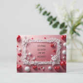Romantisch roze frame met witte bloemhoeken feestdagenkaart (Staand voorkant)