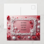 Romantisch roze frame met witte bloemhoeken feestdagenkaart (Voorkant / Achterkant)