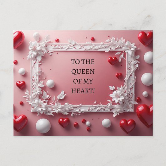 Romantisch roze frame met witte bloemhoeken feestdagenkaart (Voorkant)