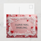Romantisch roze frame met witte bloemhoeken feestdagenkaart (Voorkant / Achterkant)