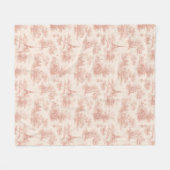 Romantisch roze Frans toile plattelandspatroon (2) Fleece Deken (Voorkant (Horizontaal))