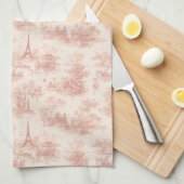 Romantisch roze Frans toile plattelandspatroon (2) Theedoek (Quarter Fold)
