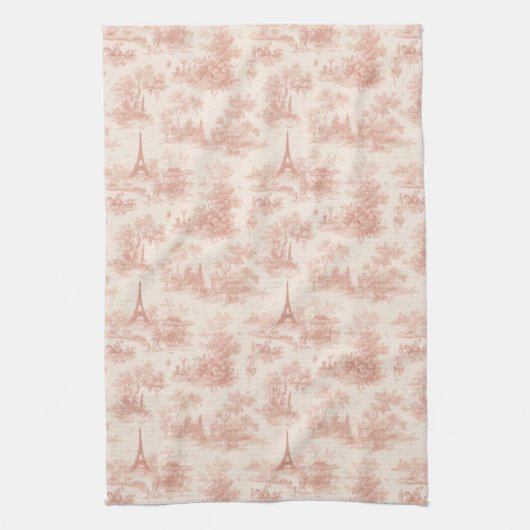 Romantisch roze Frans toile plattelandspatroon (2) Theedoek (Verticaal)