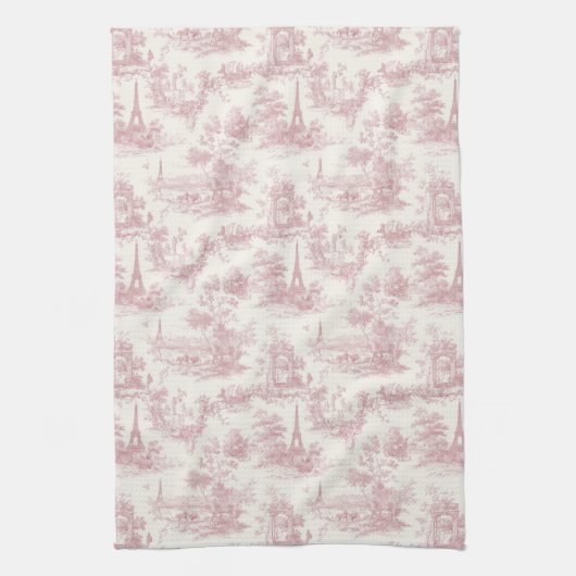 Romantisch roze Frans toile plattelandspatroon (3) Theedoek (Verticaal)