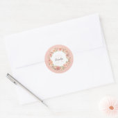 Romantisch Roze Gevlekt Roos Bloemen Monogrammed N Ronde Sticker (Envelop)