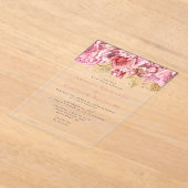 Romantisch Roze Goud Bloemen Huwelijk Acryl Uitnodigingen (Laagn)