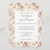 Romantisch Roze Goud Bloemen Huwelijk Kaart (Voorkant / Achterkant)