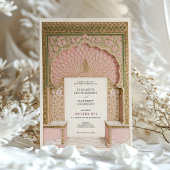 Romantisch Roze & Goud Indiase bruiloft  Arch Kaart