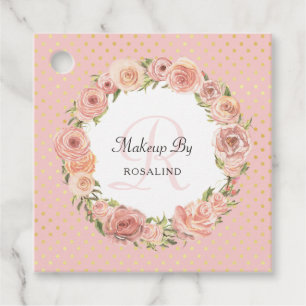 Romantisch Roze Gouden Stippen Roos Bloemen Hang L Bedankjes Labels