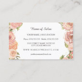 Romantisch Roze Gouden Stippen Roos Bloemen Make-u Visitekaartje (Achterkant)