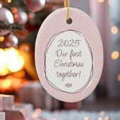 Romantisch Roze Hand getekend Rustiek Lijst Foto Keramisch Ornament