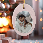 Romantisch Roze Hand getekend Rustiek Lijst Foto Keramisch Ornament