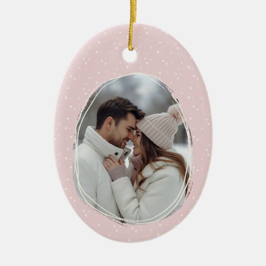 Romantisch Roze Hand getekend Rustiek Lijst Foto Keramisch Ornament (Voorkant)