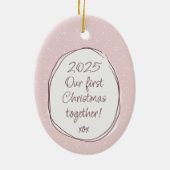 Romantisch Roze Hand getekend Rustiek Lijst Foto Keramisch Ornament (Achterkant)