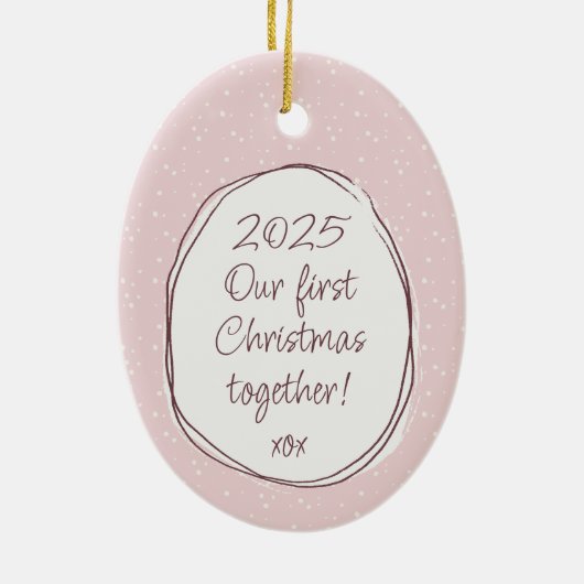 Romantisch Roze Hand getekend Rustiek Lijst Foto Keramisch Ornament (Achterkant)