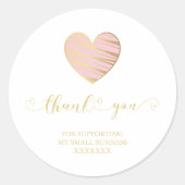 Romantisch Roze Hart Bedankt Ondersteunende Zaken Ronde Sticker (Voorkant)