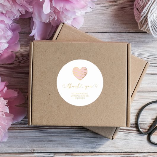 Romantisch Roze Hart Bedankt Ondersteunende Zaken Ronde Sticker