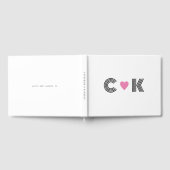 Romantisch Roze Hart Bruiloft Monogram Minimalist Gastenboek (Volledig)